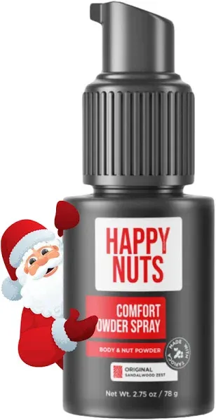 Happy Nuts Comfort Powder Spray: Anti-Chafing & Mens Deodorant, Aluminum-Free, Sweat and Odor Control for Jock Itch, Groin and Men's Private Parts (1 Pack, Fragrance-Free)