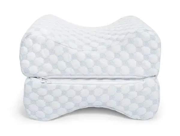 Sleepgram High Density Foam Contour Knee Pillow w/Washable Cover & Inner Cooling Gel Layer for Soothing Back, HIPS, Knees, Joints & Sciatica Pain