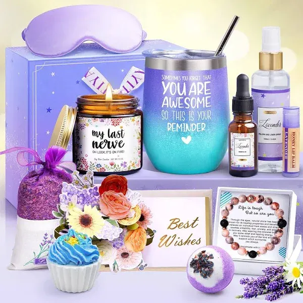 LUCOTIYA Gifts for Women Birthday Gifts for Women Self Care Package Gifts for Women Pamper Gifts Baskets for Women Her,Friends,Mom,Wife 11 pcs