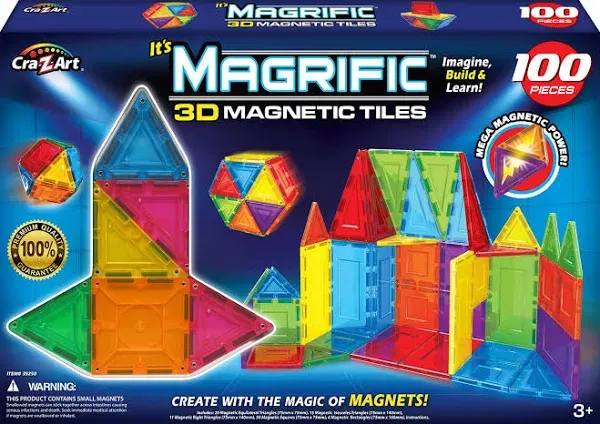 Cra-Z-Art Magrific Magnetic Set 100-Piece TILES New Factory Sealed Box