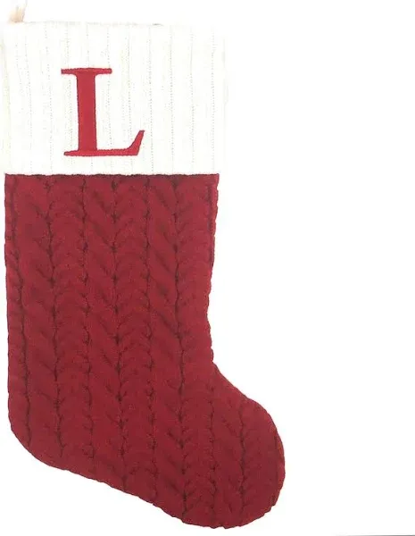 St. Nicholas Square Cable Knit Monogram Christmas Stocking