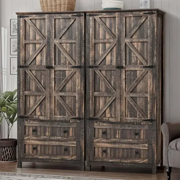 Gracie Oaks Farmhouse Kitchen Pantry Cabinet