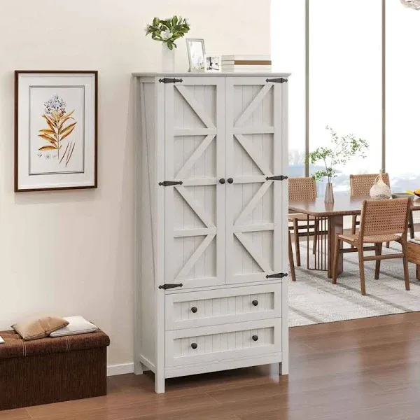 Gracie Oaks Farmhouse Kitchen Pantry Cabinet