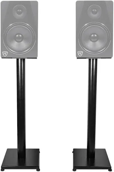 Rockville Pair RS29B 29" Steel Bookshelf Speaker and Studio Monitor Stands-Black V2