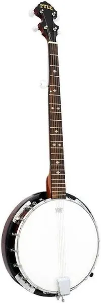 Pyle 5 String Banjo Chrome Plated Hardware Made w/Mahogany Rosewood & Maplewood