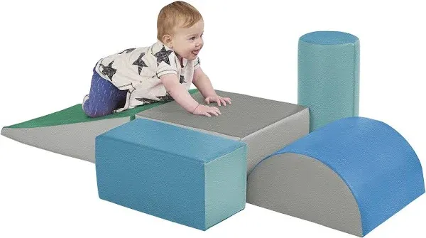 ECR4Kids SoftZone Climb and Crawl Playset, Building Blocks, Earthtone, 5-Piece