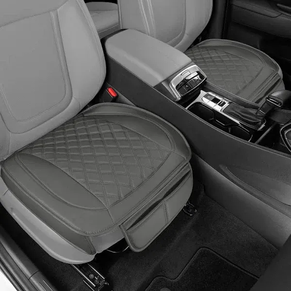 Motor Trend Car Seat Cushion, 2 Pack - Diamond Stitched Faux Leather Seat Covers for Cars Trucks SUV, Beige Padded Car Seat Covers with Storage Pockets, Premium Automotive Seat Covers for Front Seats