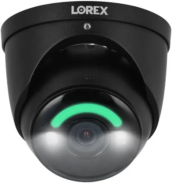 Lorex 4K 8MP IP Wired Metal Dome Outdoor/Indoor Security Camera - Smart Security Lighting, Smart Motion Detection, Siren, Color Night Vision Booster, 2-Way Talk, IP67 Weatherproof (4-Pack/Black)