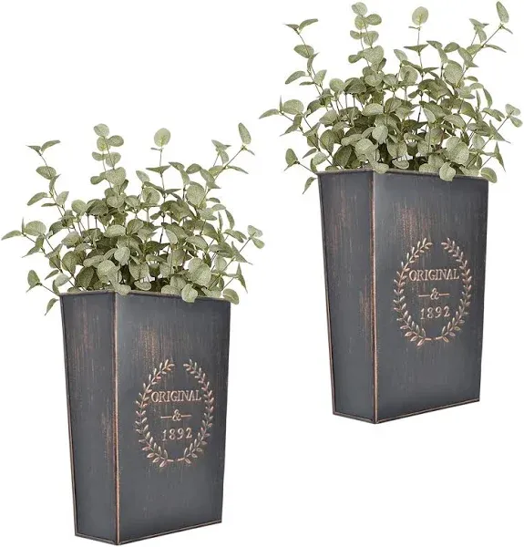 August Grove Col Rustic Metal Wall Planter Set of 2