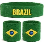 Suddora Brazil Headband & Wristbands Set (Includes 2 Wrist & 1 Head Sweatband)