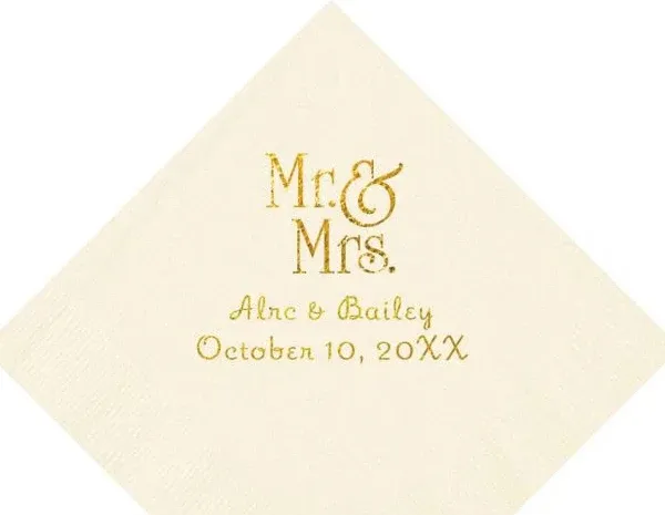 Mr. & Mrs. Personalized Gold Foil Napkins