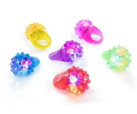 Super Z Outlet Flashing Colorful LED Light Up Bumpy Jelly Rubber Rings Finger Toys for Parties, Event Favors, Raves, Concert