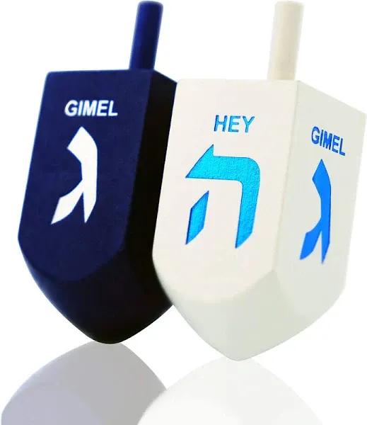 The Dreidel Company Let&#039;s Play The Hanukkah Game Extra Large Blue &amp; White Wood D