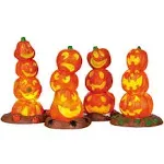 Lemax Spooky Town Halloween Light Up Pumpkin Stack, Pack of 4 #34623 