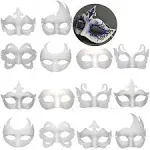 14 PCS DIY White Paper Half Face Masquerade Mask Craft Mardi Gras Mask Plain A