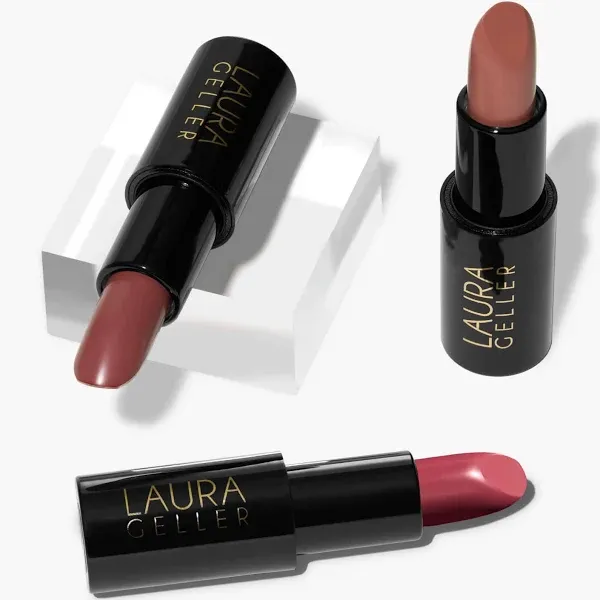 LAURA GELLER NEW YORK Modern Classic Cream Lipstick Trio - Mauve Majesty, Pink Passion, Berry Bliss - Ultra-Rich Color - Cream Finish