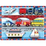 Melissa & Doug Vehicles Wooden Chunky Puzzle - Plane, Train, Cars, and Boats (9 pcs)