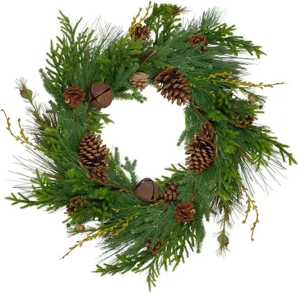 Northlight 30 in. Unlit Rustic Green and Brown Artificial Christmas Pinecones Wreath