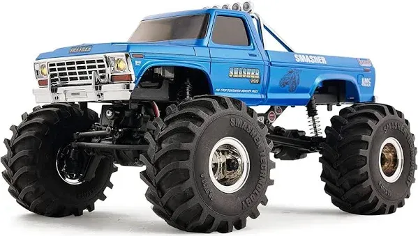 FCX24 FMS 1/24 Smasher Monster RC Crawlers - FCX24 RC Truck 8km/h 2 Speed Transmission for Adults, 2.4Ghz Remote Control Car RTR with USB Charger (Blue)