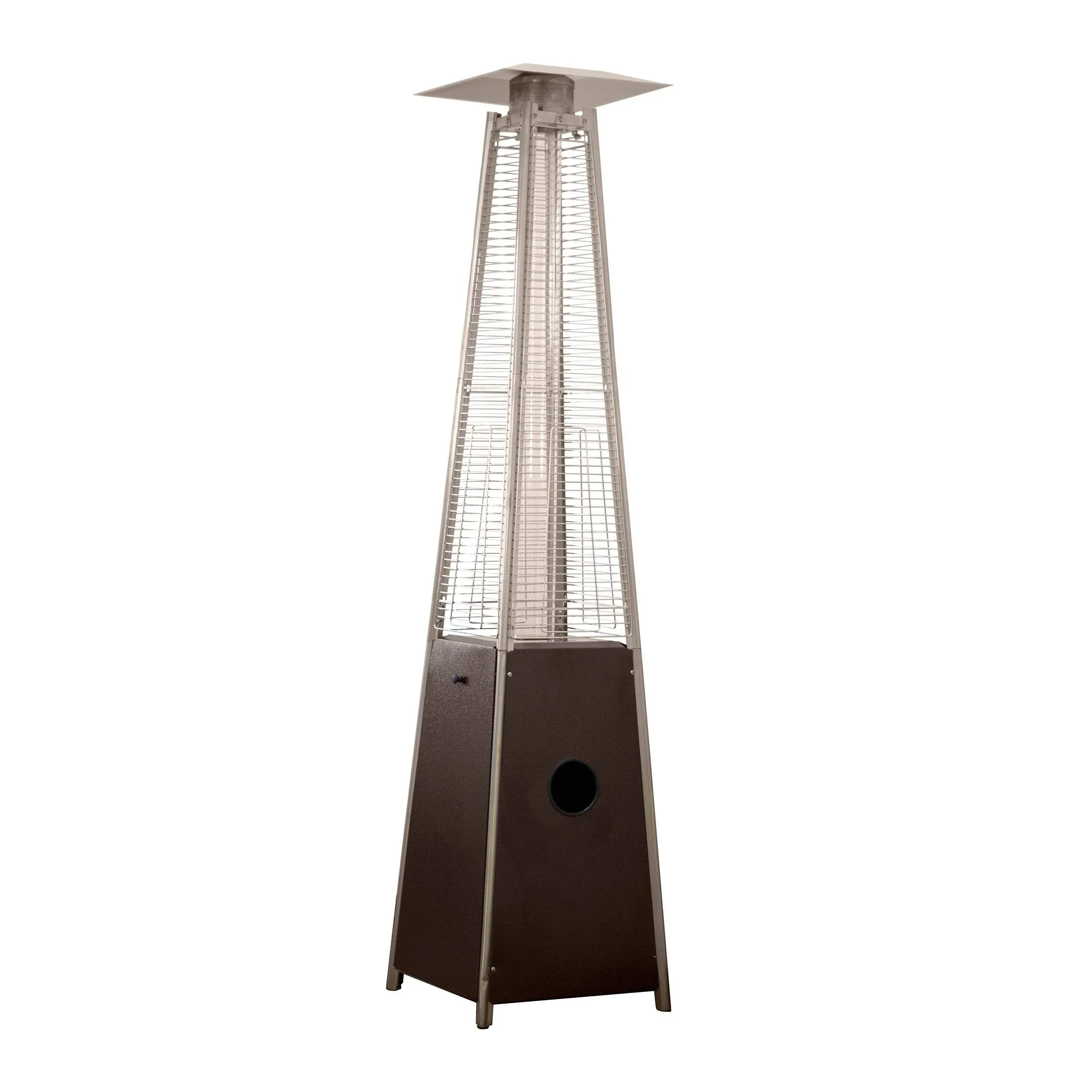 XtremepowerUS Hiland Hldso1-Wgthg Pyramid Glass Tube Propane Patio Heater w/Wheels, 40,000 BTU, Hammered Bronze