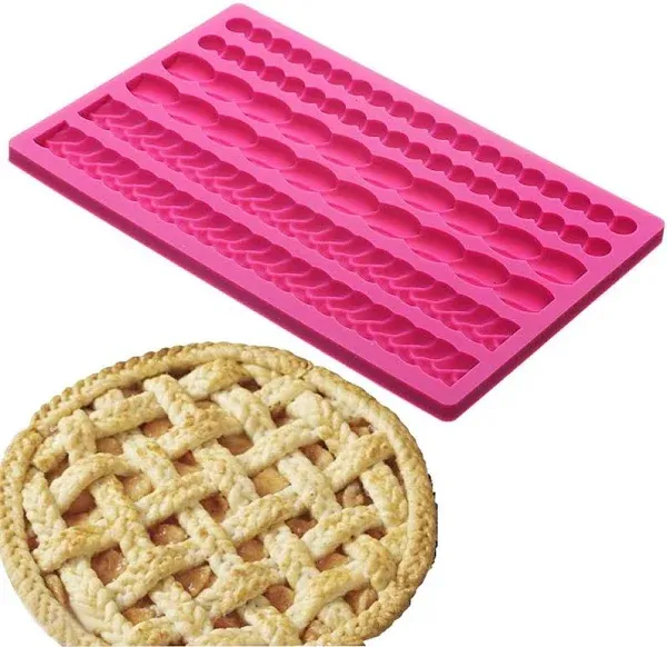 Palksky Pie Crust Impression Mat/Fondant Molds Silicone Mold Cake Pink 