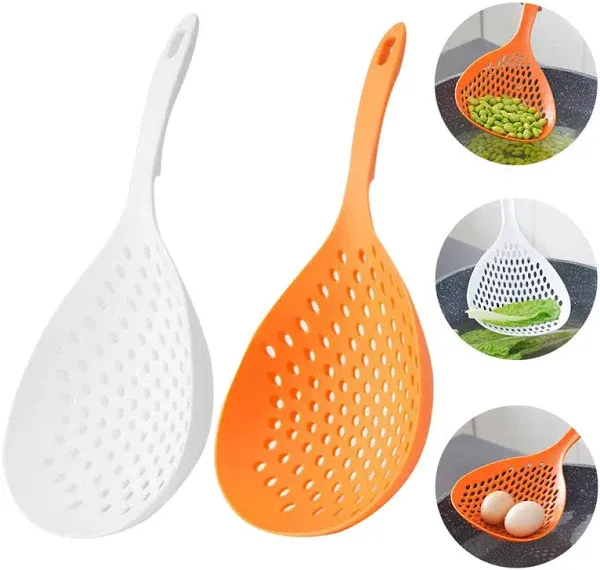 Barafat 2 Pieces Strainer Scoop Colander Slotted Pasta Spoon