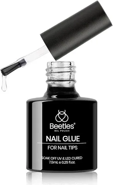 Beetles 9 in 1 Nail Glue Gel for Nail Tips and Clear Acrylic Nails Long Lasting, Curing Needed UV Extension Glue for Clear False Nail Tips and Clear Press on Nails, Nail Repair Treatment