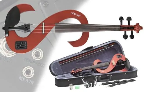 Stagg EVN 4/4 TR Silent Violin Set with Case - Transparent Red