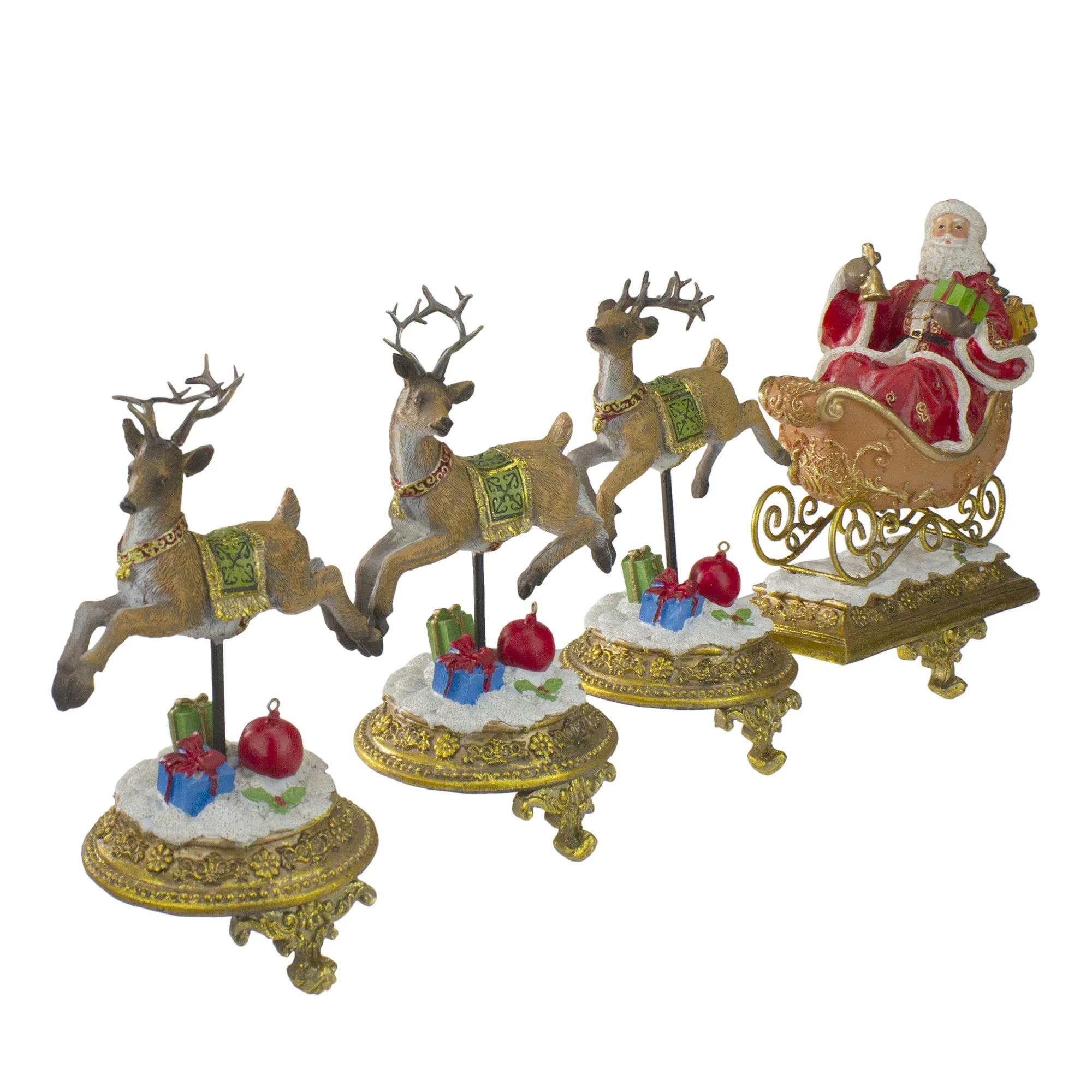 Northlight 9.5" Santa and Reindeer Christmas Stocking Holders