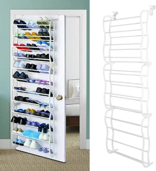 Moclever 36Pair Over-The-Door Shoe Rack, 12 Layers Wall Hanging Closet Shoe Organizer Storage Stand