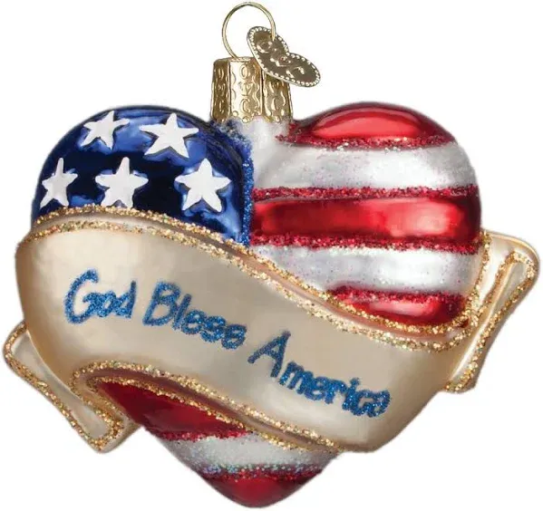 Old World Christmas God Bless America Heart Ornament