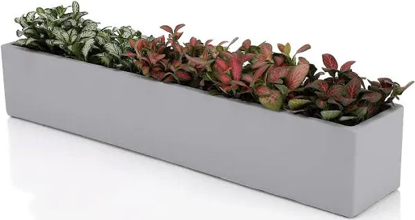 Ten-Stone 14.5-Inch Grey Rectangle Concrete Succulent Planter Windowsill Boxes