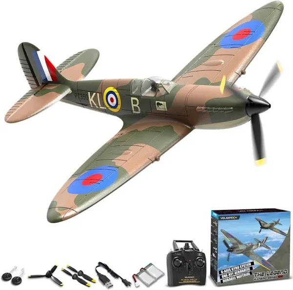 VOLANTEXRC 4-CH Spitfire One Key Remote Control Airplane with Xpilot Stabilizer