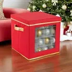 Simplify 64 Count Large Ornament Storage Box with See Red