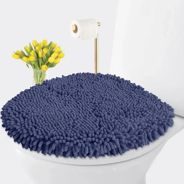 LuxUrux Toilet Lid Cover, Extra-Soft Plush Seat Cloud Washable Shaggy Microfiber Standard Toilet Lid Covers for Bathroom Machine Wash & Dry. (18x18 inches, Purple)