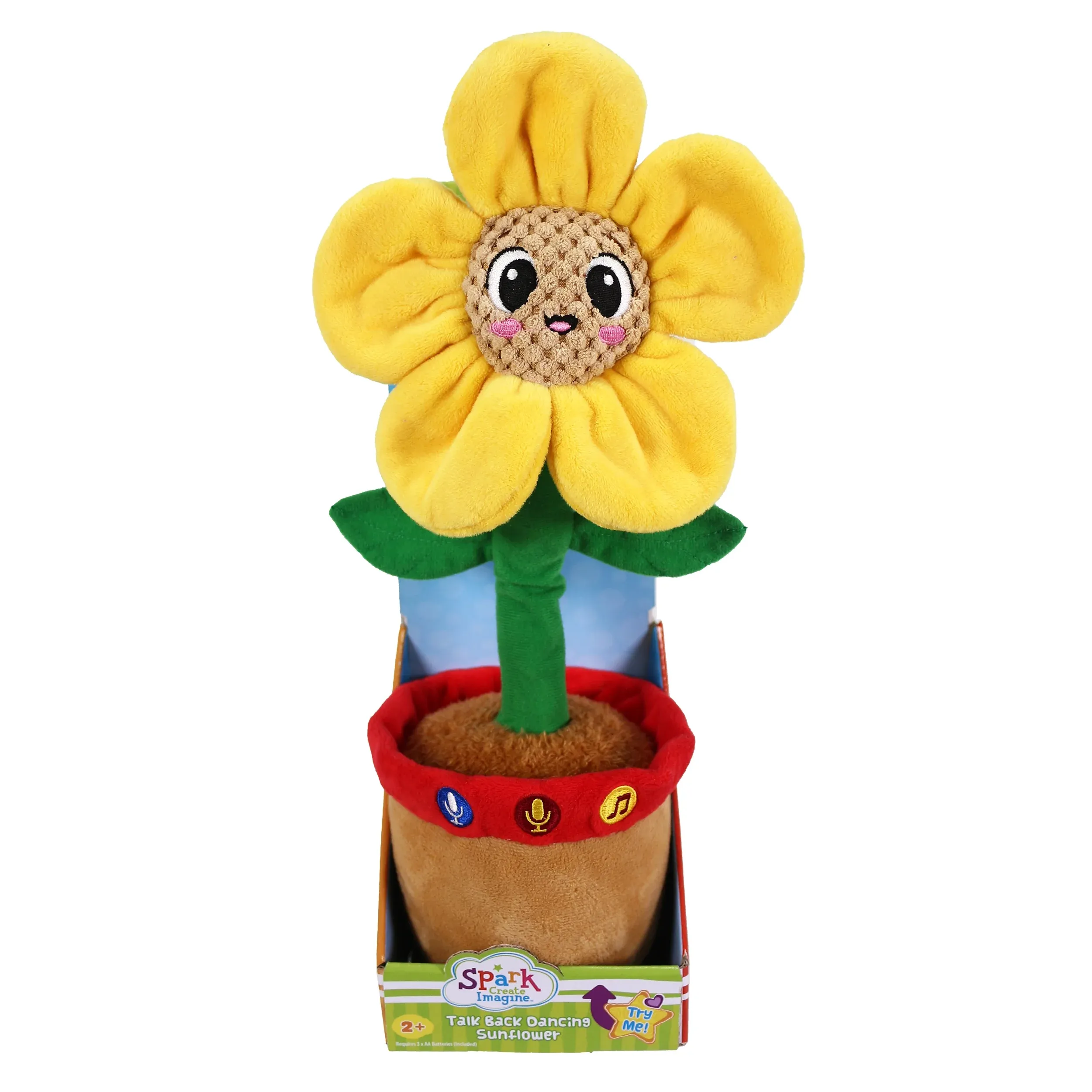 Bilingual Talking and Dancing Plush Sunflower, 14 Inch, with Light Function