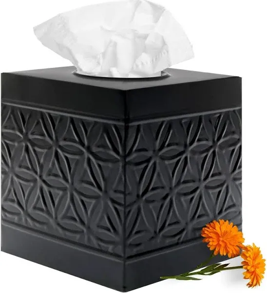 Jamie Line White Metal Square Tissue Box