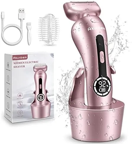 Akunbem Electric Razor for Women for Legs Bikini Trimmer Electric Shaver for Women Underarm Public Hairs Rechargeable Womens Shaver with Detachable