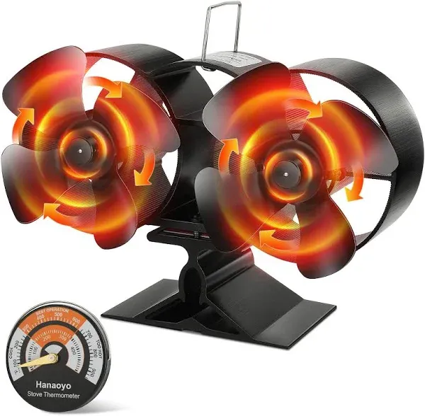 Hanaoyo Wood Stove Fan with Double Motors Stove Fan Heat Powered