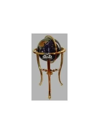 Unique Art 36-inch by 13-inch Floor Standing Blue Lapis Gemstone World Globe Gold Tripod