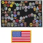 Tactical Patch Display Holder Panel Board for Military Army Morale Hook and Loop Emblems, 43 Inches x 27.5 Inches, with 1 US Flag Patch Included