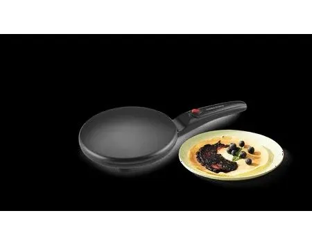 8" Griddle Crepe Maker, Non-Stick Electric Crepe Pan, Auto Thermostat Control, Handheld Long Handle, W/Batter Bowl, Portable Breakfast Maker for Pancake, Blintz, Chapati, Tortilla