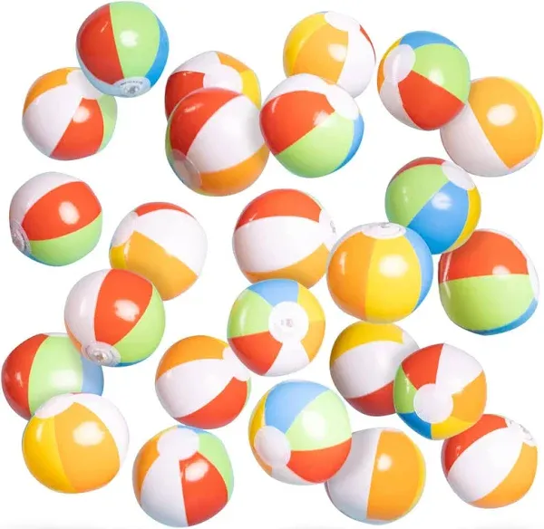 Top Race Mini Beach Balls Bulk - 5 Inch Inflatable Balls for Summer Party, Ocean Party Decorations, Pool Toys for Kids - Set of 25 Rainbow Beach Balls for Birthdays, Beach Days, Pool, Hawaiian Party