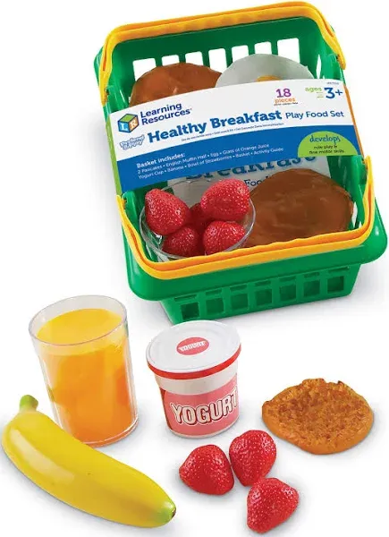 Learning Resources Healthy Breakfast Basket - 18 Pieces, Ages 3+ Pretend Play Food for Toddlers, Preschool Learning Toys, Kitchen Play Toys for Kids