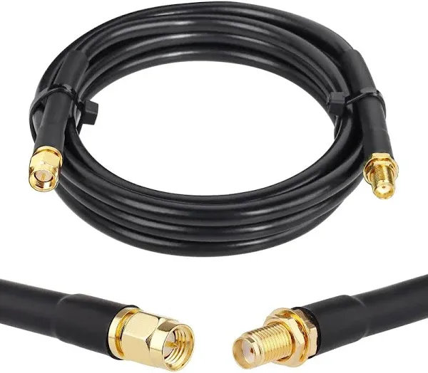 XRDS -RF 15ft SMA Male to SMA Female Coax Cable, 50 Ohm Low Loss KMR240 SMA Connectors Pure Copper Coaxial Cable