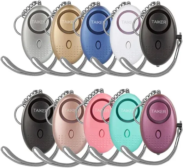 10-Pack 140DB Personal Alarm Keychain with LED Light - Colorful Safety Solution