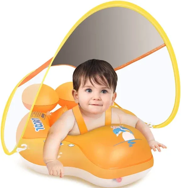 Baby Pool Float with UPF50+ Sun Protection Canopy,Add Tail Never Flip Over In...