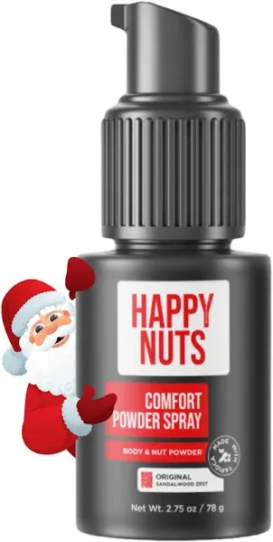 Happy Nuts Mens Comfort Powder Spray Anti Chafing & Deodorant, Aluminum Free, Sweat and Odor Control for Groin and Men