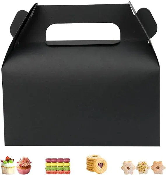 Oletx 30-Pack Black Party Favor Treat Boxes, Goodie Boxes, Gable Paper Gift Boxes with Handles. Perfect for Birthday, Baby Shower and Any Fun Party Decoration Supplies.