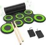 Paxcess Electronic Drum Set, Roll Up Drum Practice Pad Midi Drum Kit With Jack - Green